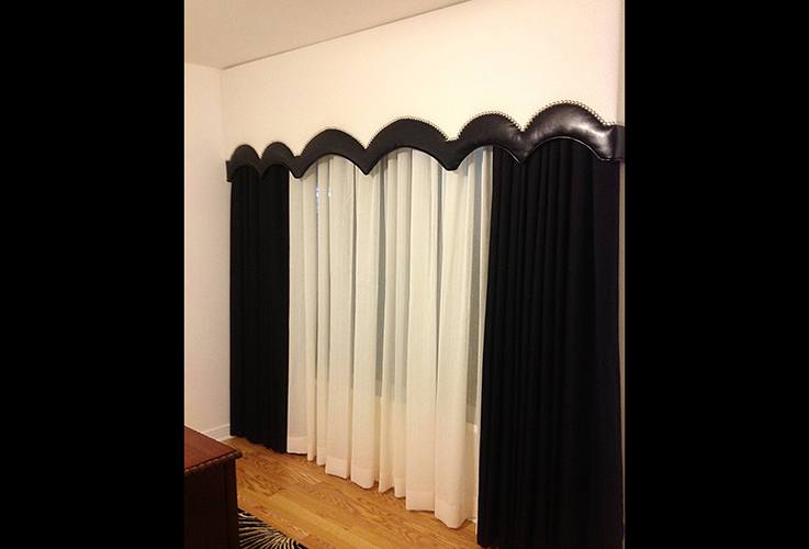 Custom black and white drapes