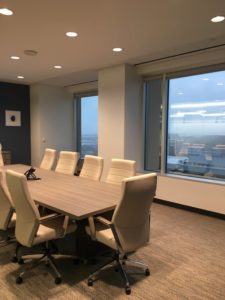 conference room with open roller shades